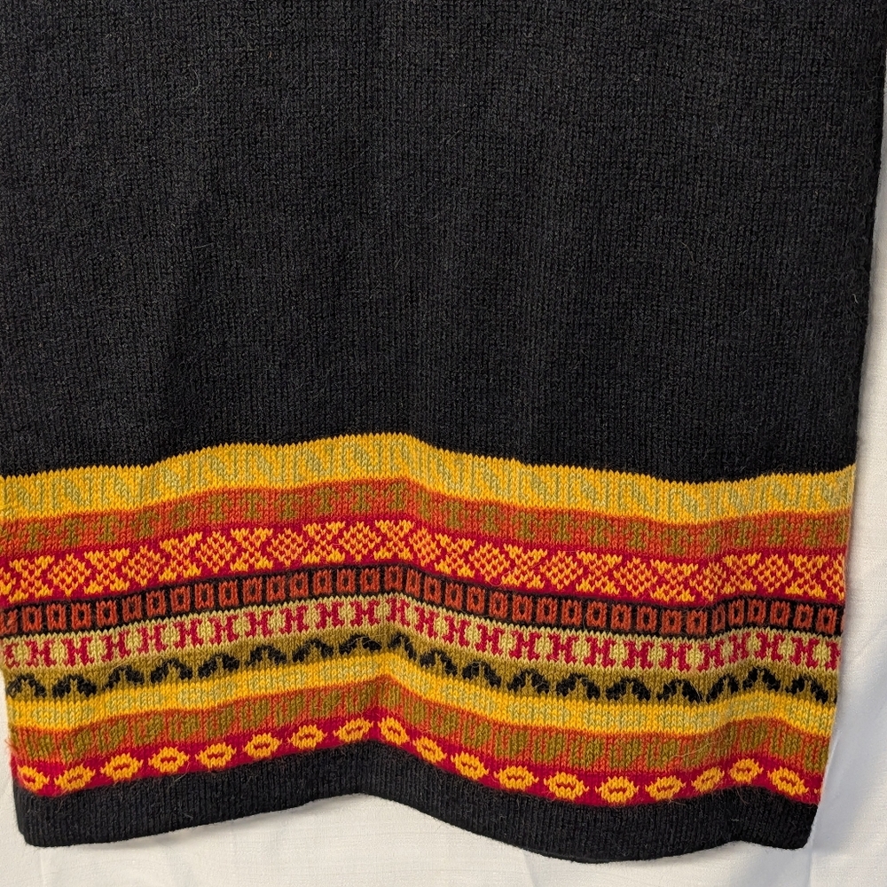 Peruvian Alpaca Black Fringe Poncho Sweater And Matching Maxi Skirt - Picture 8 of 16